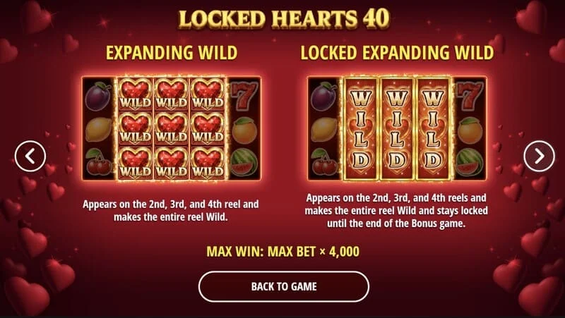 Locked Hearts 40 – rozširujúci sa srdiečkový Wild